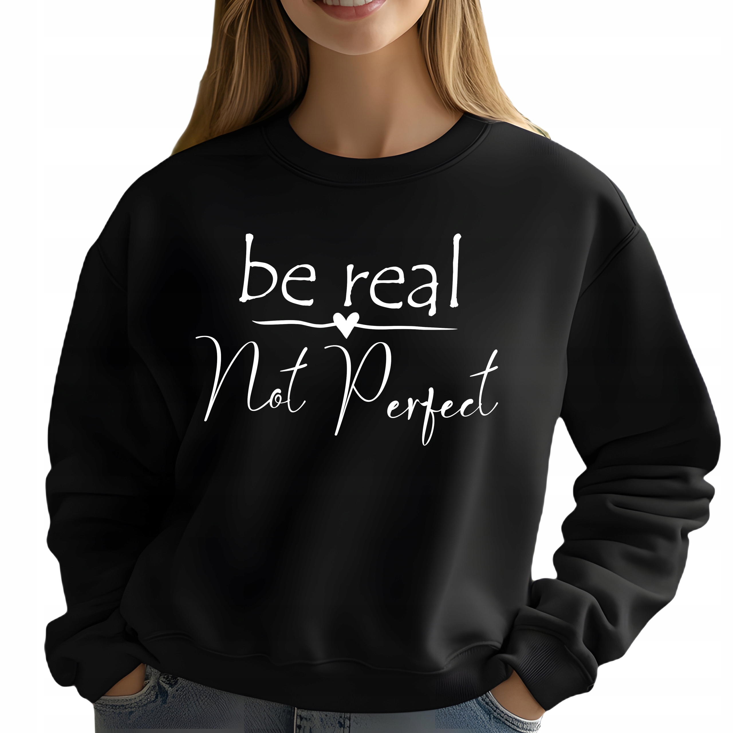 Mikina černá Be Real jako Dárek Motivující citáty Velikost XL