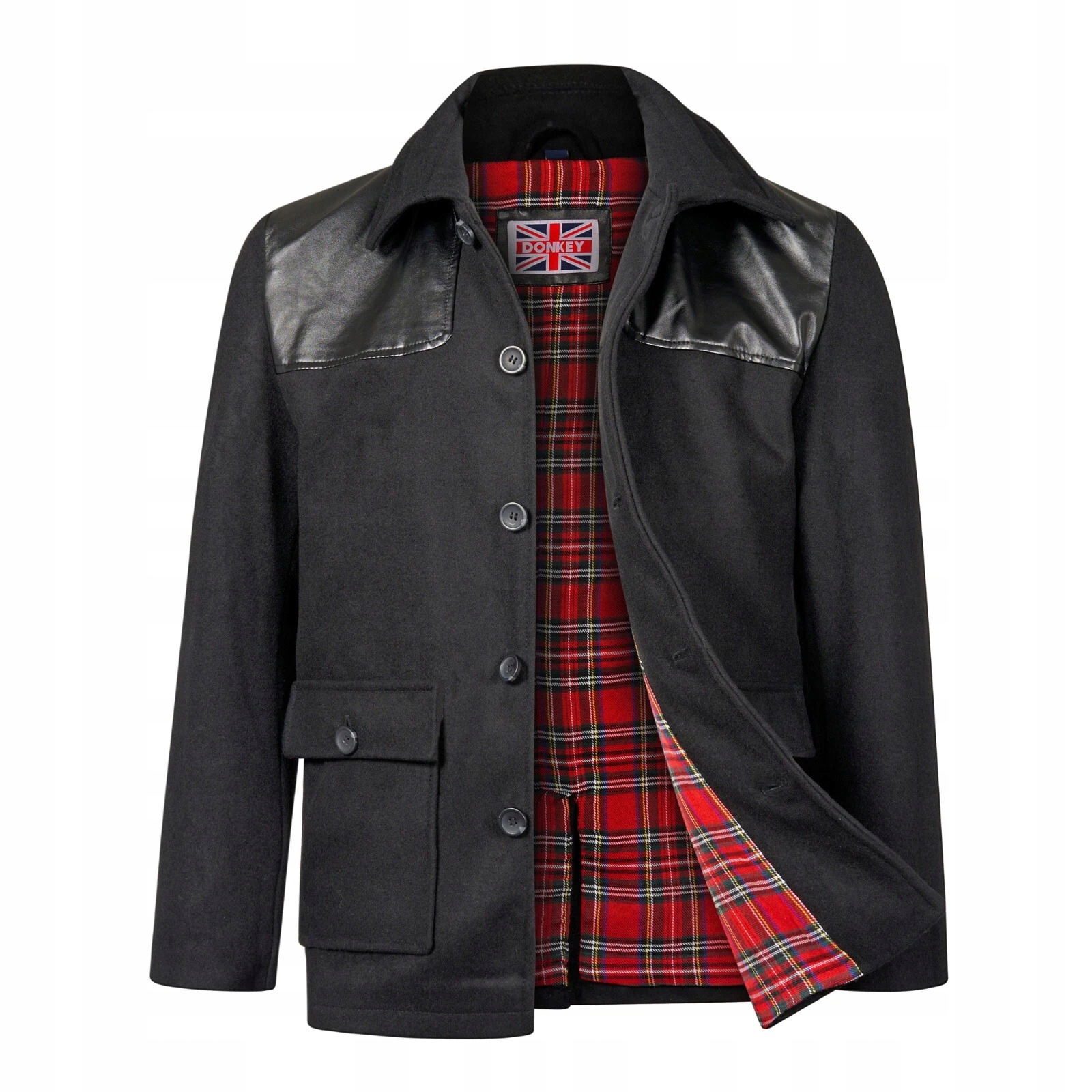 Donkey Černý Pánský Kabát S Klopami A Knoflíky XL 6BA