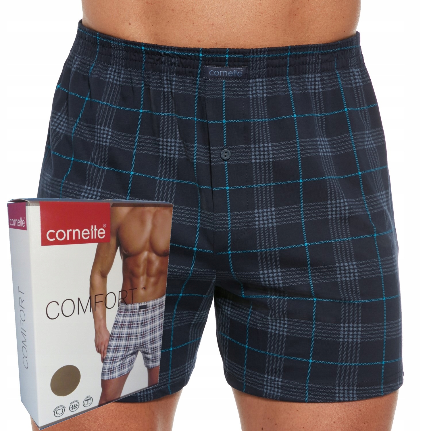 CORNETTE bokserki COMFORT box luźne 002/264 kratka M