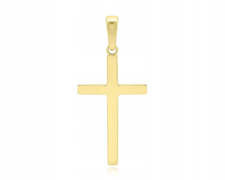 Zlatý křížek 585 Hladký Pánský Gravírování Křížek na Řetízek 14k