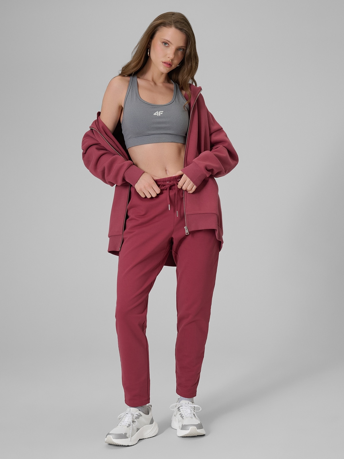 4F Dámské Teplákové Kalhoty Vínové Slim Pohodlné XL