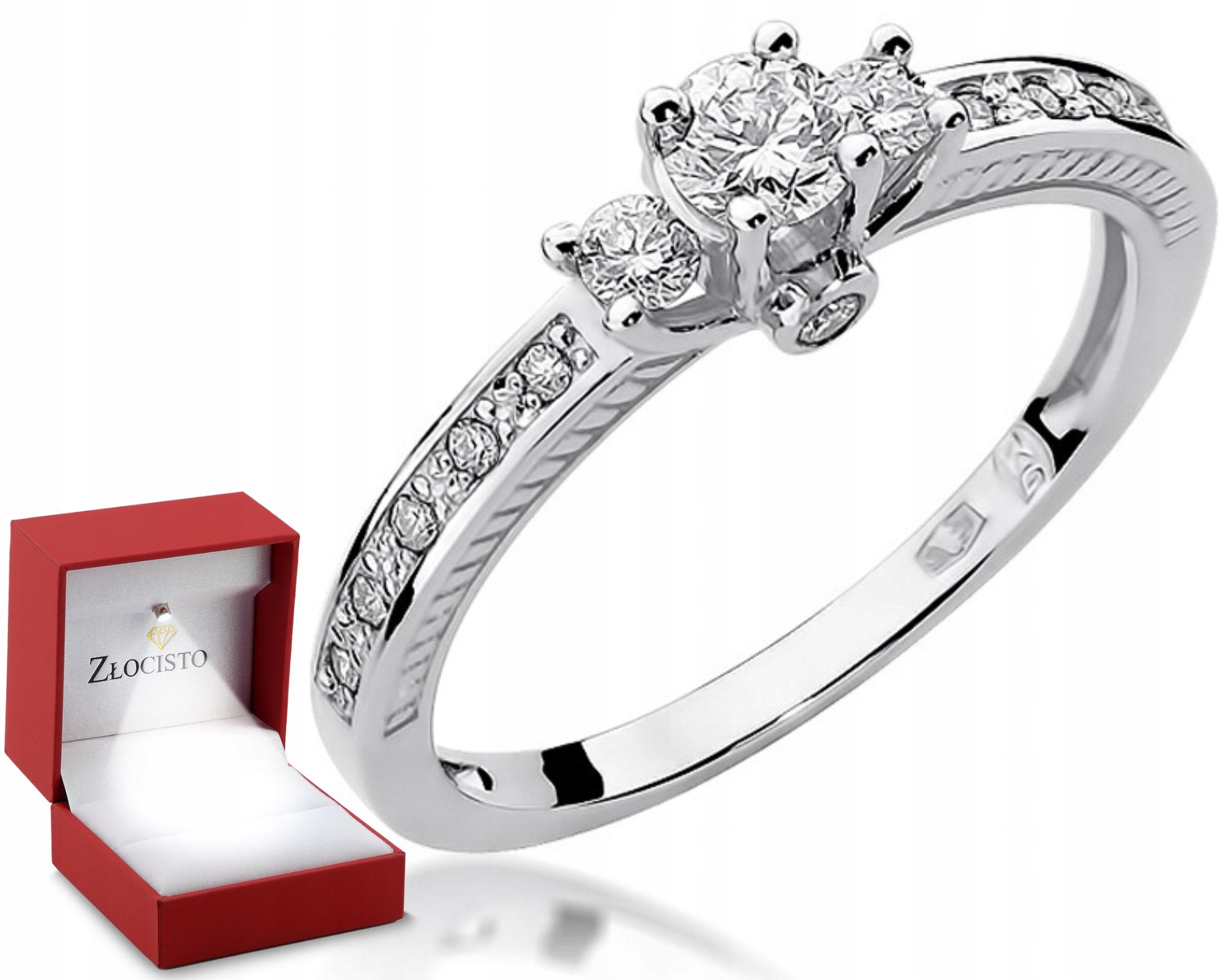 Prstýnek z bílého zlata Diamanty 0,42 ct Gravírování