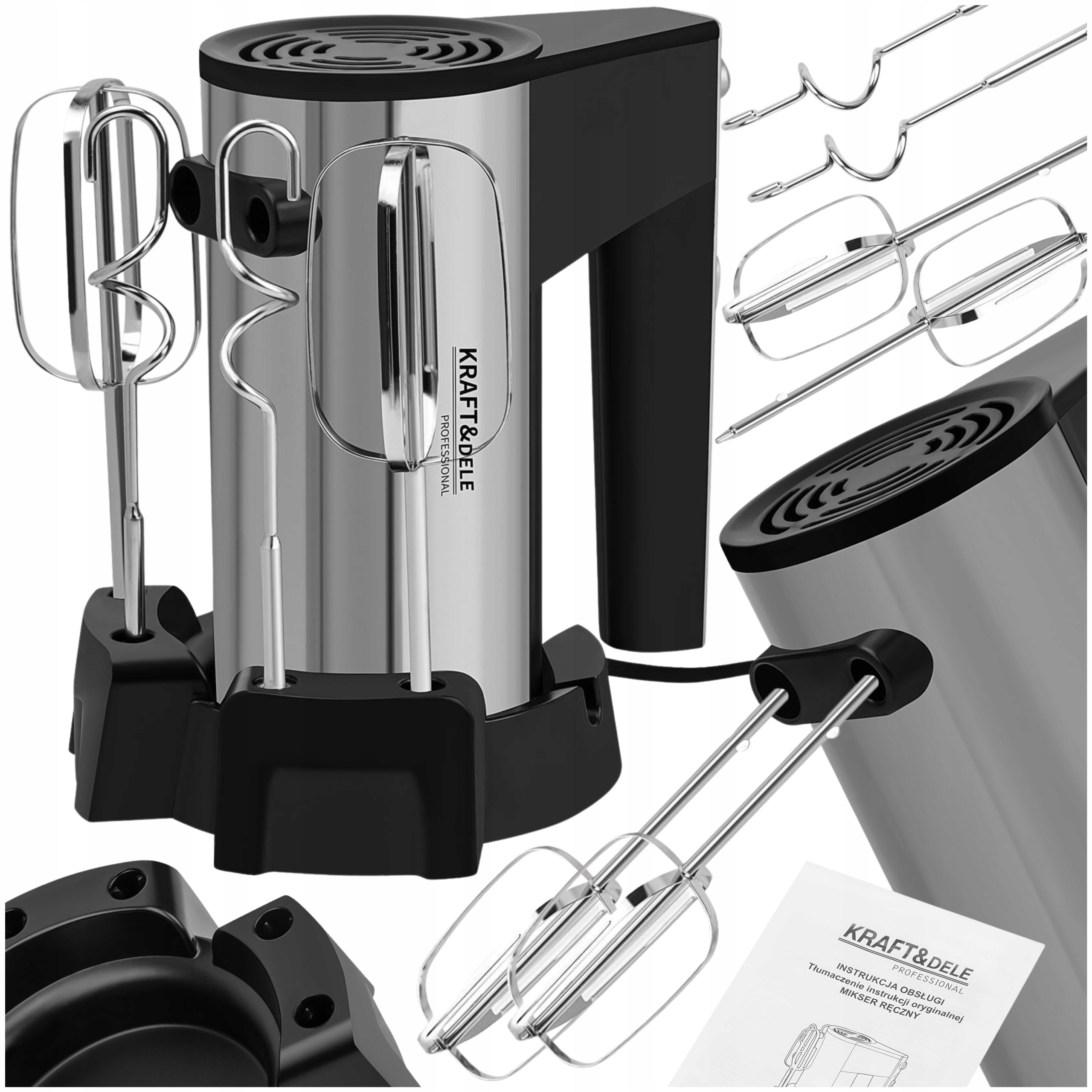 Mikser Ręczny Robot Kuchenny Wielofunkcyjny 1000W Turbo 5 Biegów Mieszadła