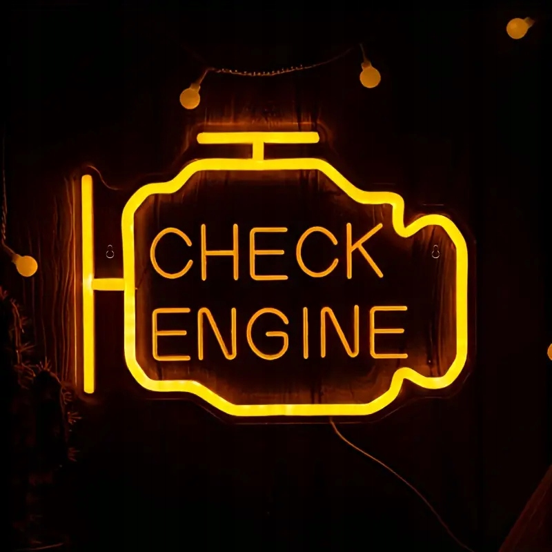 Neon Plexi Led Check Engine Ozdoba Na Ścianę Pomarańczowy