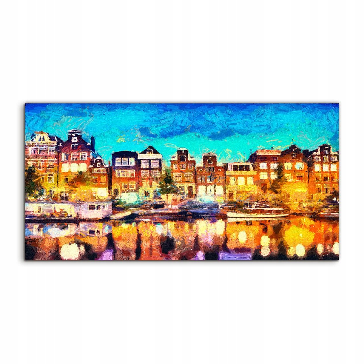 

Obraz akryl 120x60 na prezent Amsterdam Kanał Domy