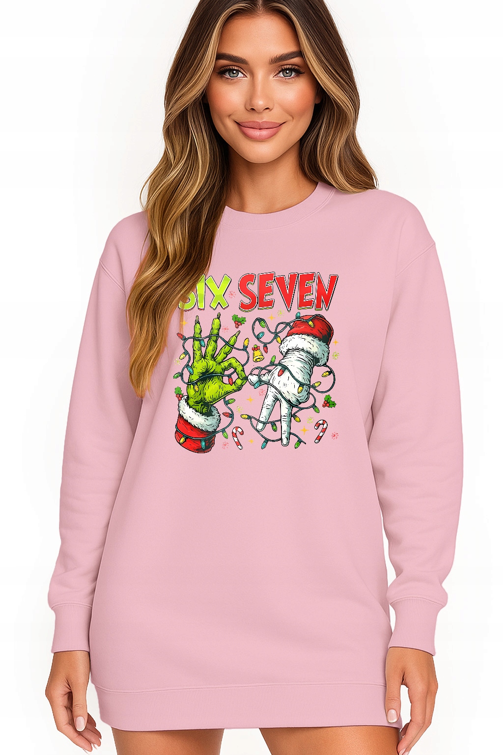 Mikina Vánoční Oversize Šaty Six Seven 67 Grinch Dárek S