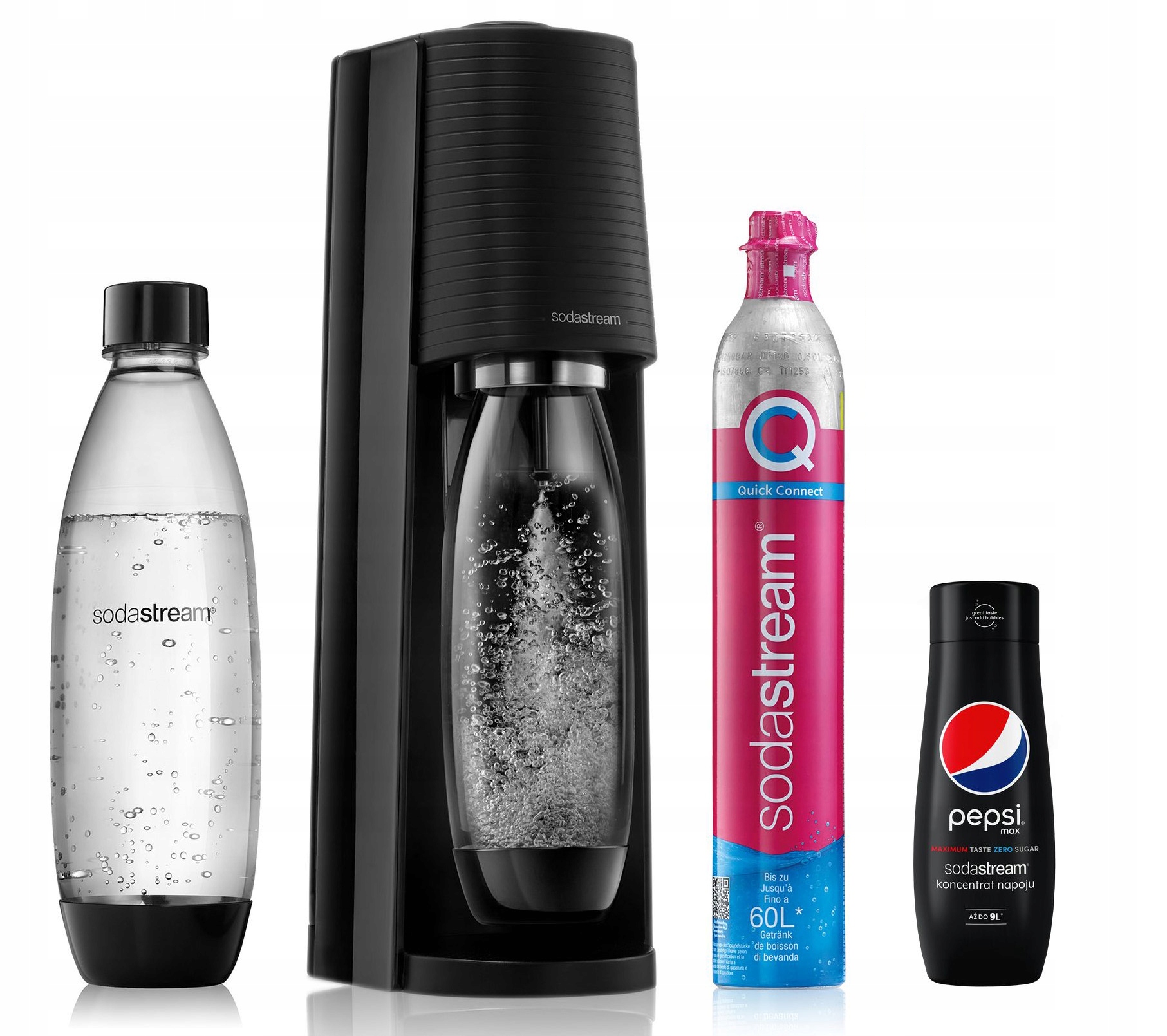 Saturator Soda Stream Terra CZARNY+syrop Pepsi Max