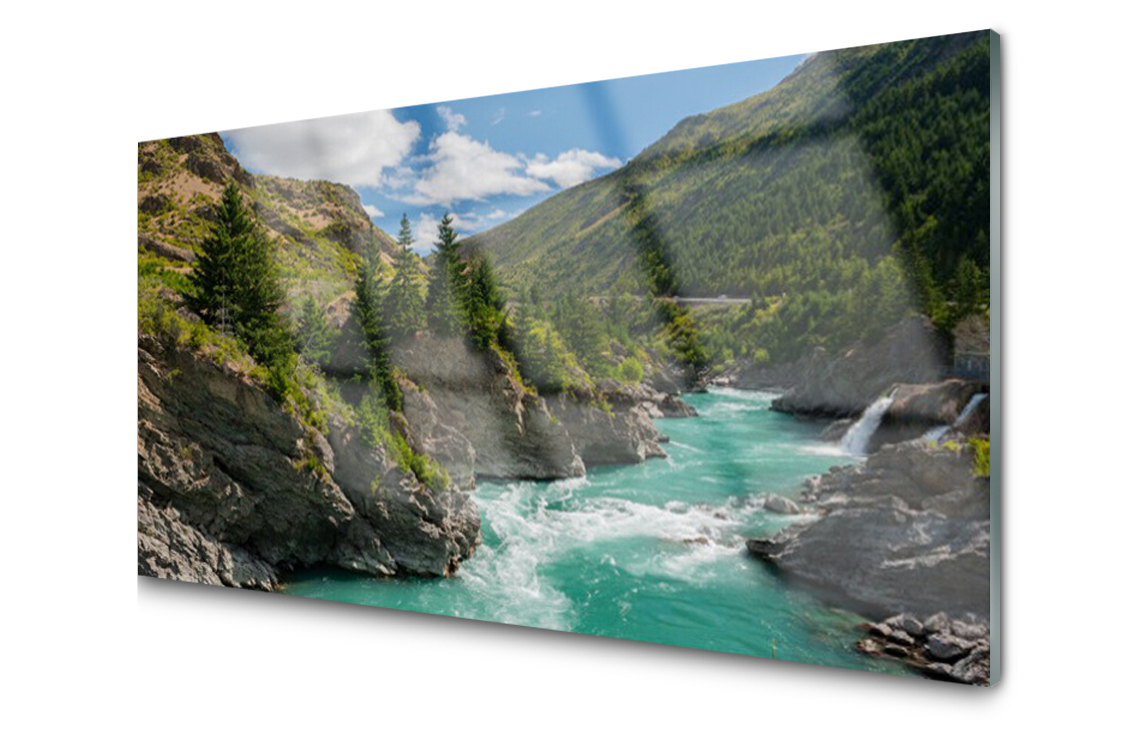 

Panel szklany ścienny Góry Rzeka Natura 140x70