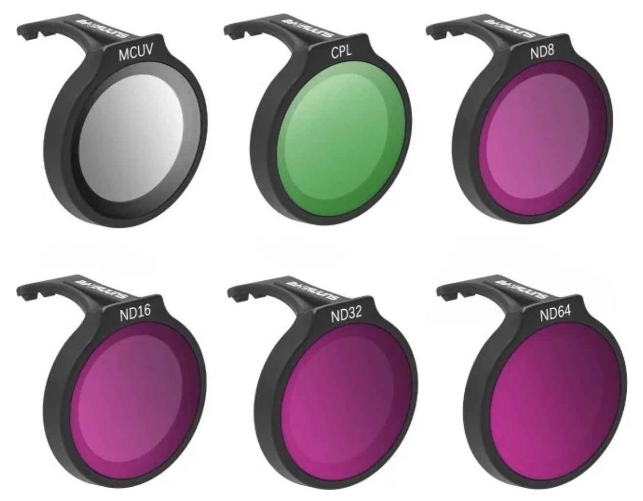 Sada 6 Filtrů pro Dron Dji Neo Šedé ND8, ND16, ND32, ND64, Cpl, Mcuv