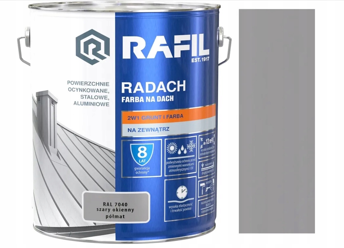 

Rafil Radach Farba Na Dach Szary Okienny 7040 5L