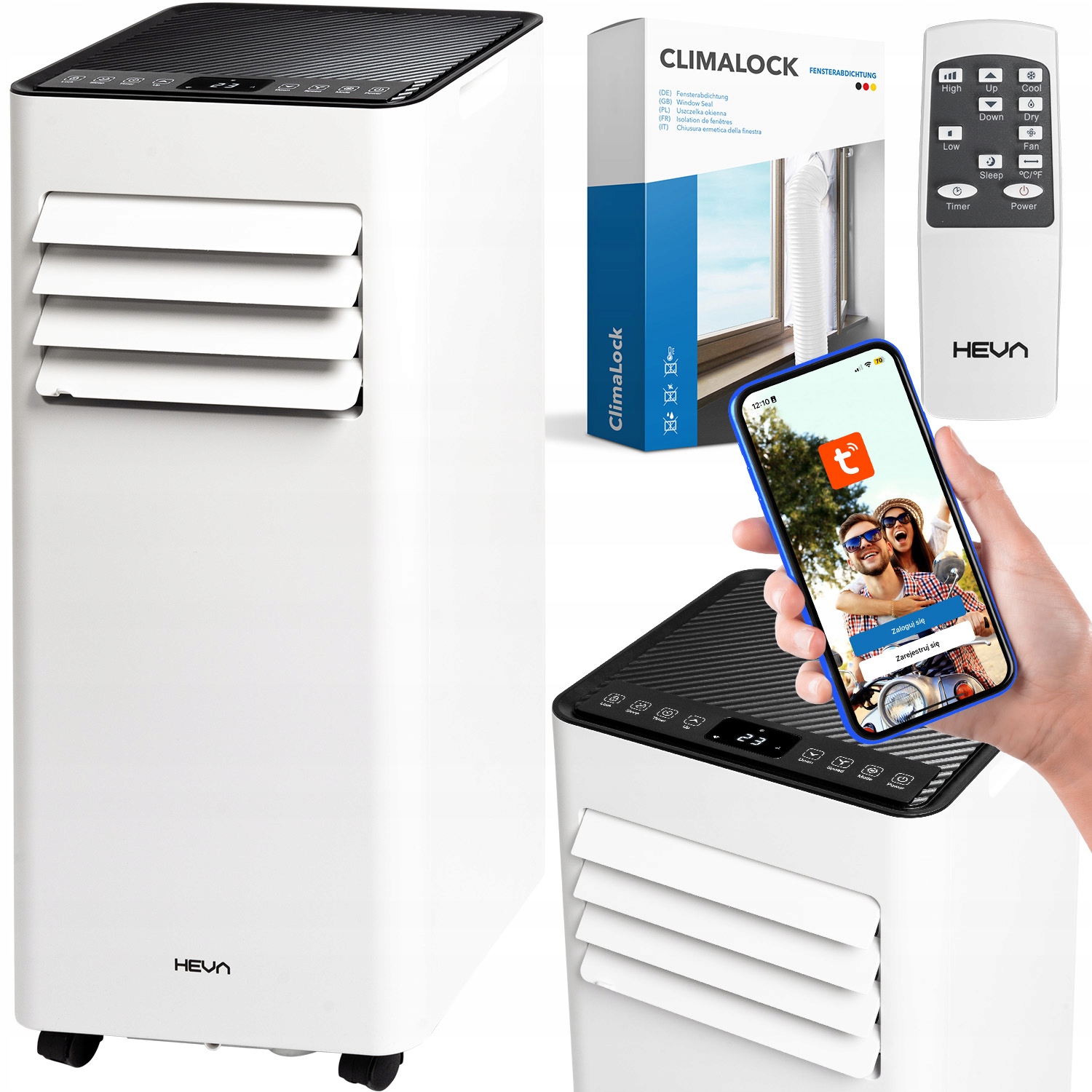 Klimatyzator przenośny Heva Rivo 2,6kW WiFi osuszacz powietrza 24l/24h Led