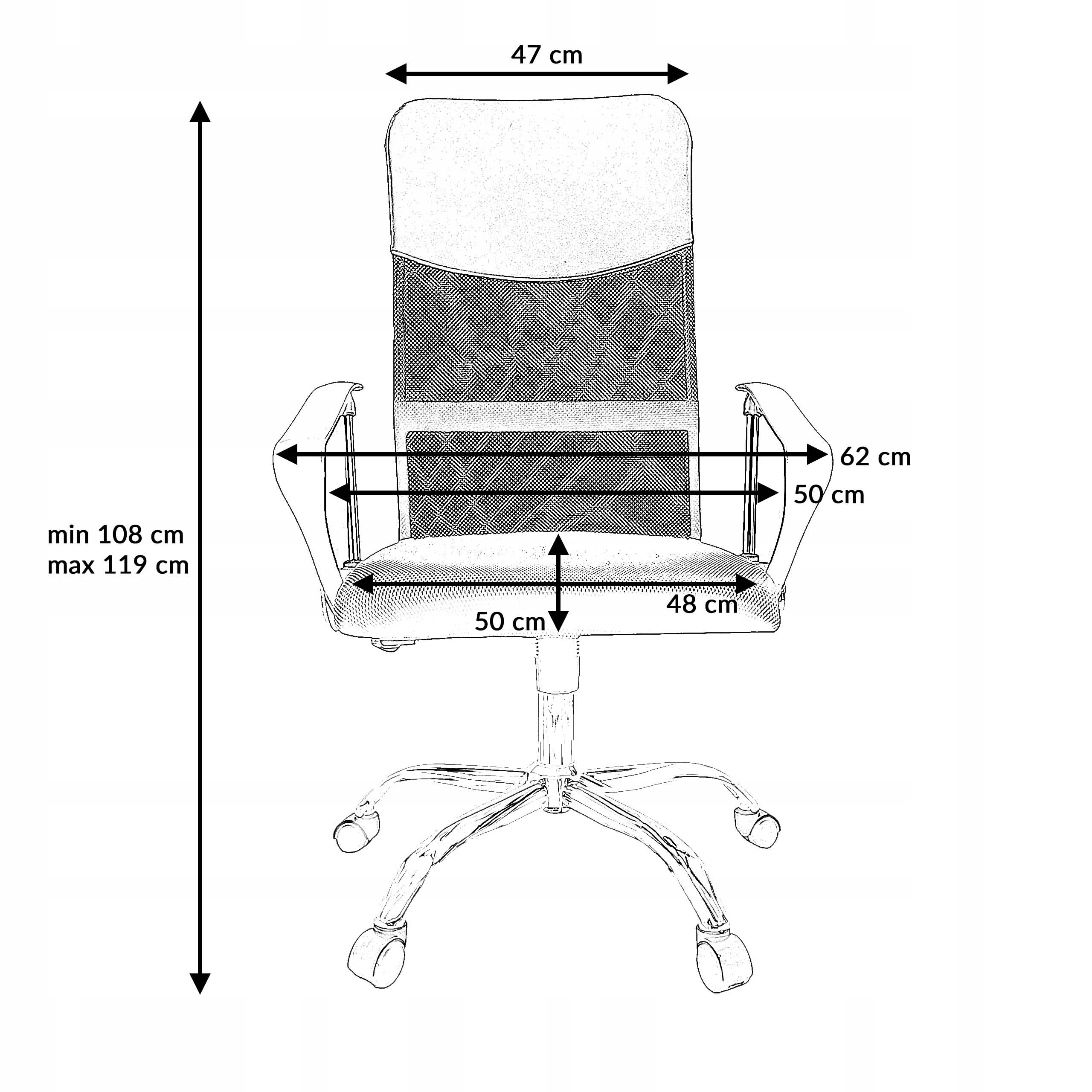 WYGODNE KRZESŁO BIUROWE OBROTOWE FOTEL KOMPUTEROWY REGULOWANY KB101 CZARNY Materiał obicia siatka