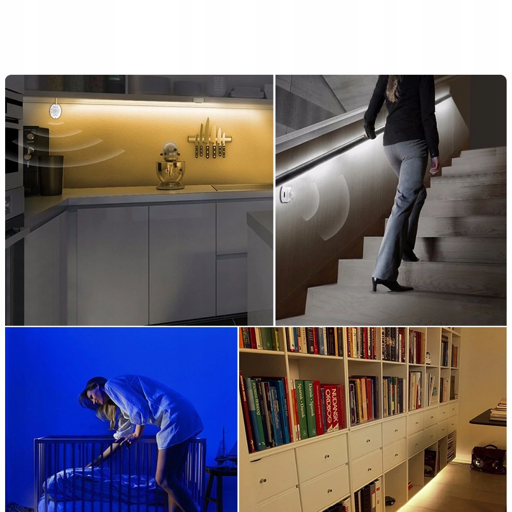 TAŚMA LED CZUJNIK RUCHU PIR POD ŁÓŻKO 1m 100cm Długość 1 m