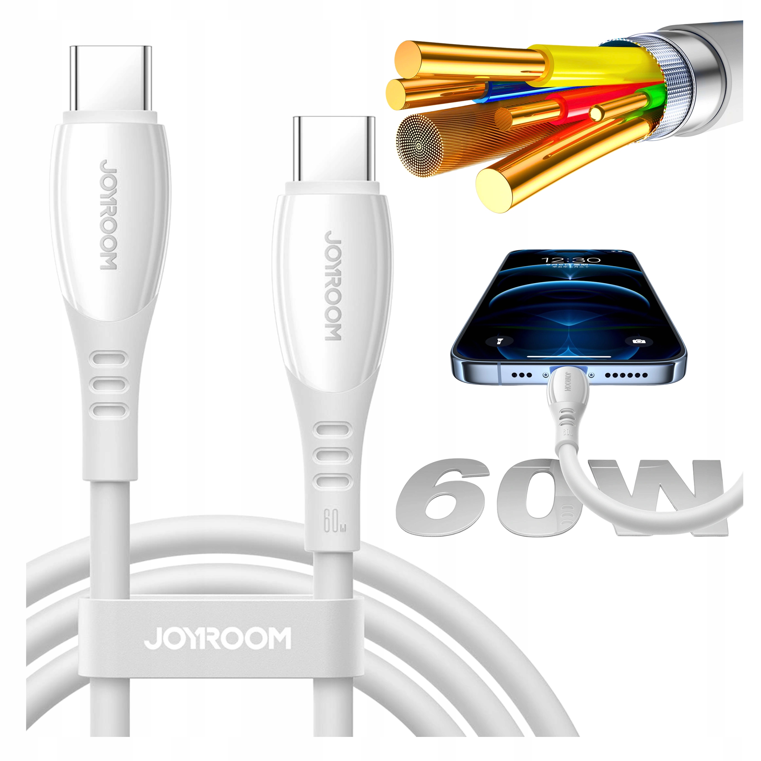 Kabel Joyroom S- A59 Vibrant Series 60W Usb- C Usb- C 1,2m biały Joyroom