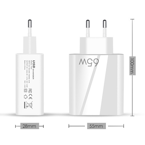 SZYBKA ŁADOWARKA 65W GaN USB-C USB-A FAST CHARGER PD QC Kod producenta CHA003