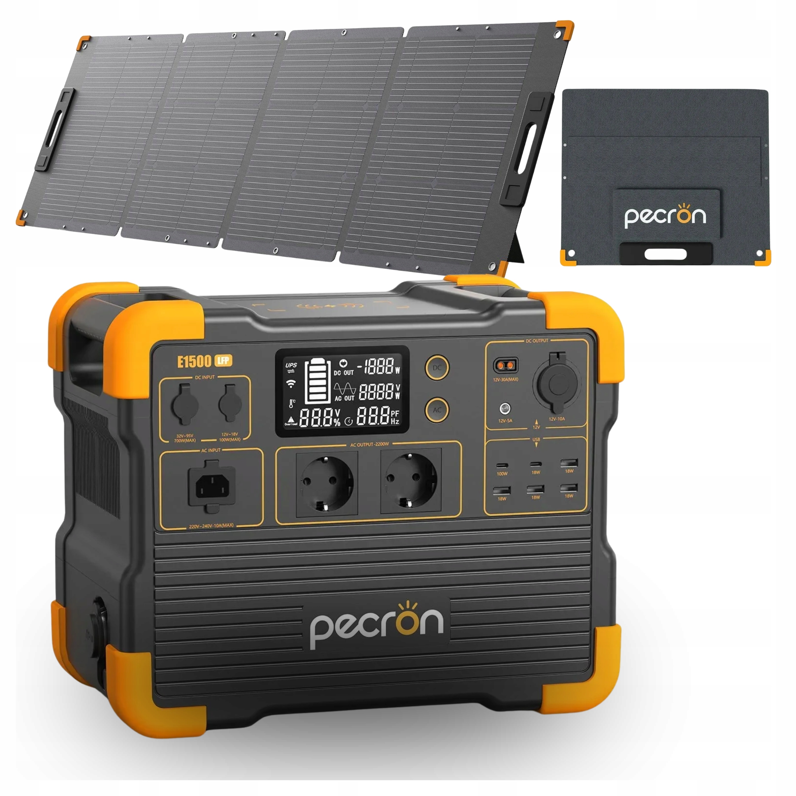Přenosná nabíjecí stanice s 200W panelem Pecron E1500LFP 2200W 1536Wh Ups