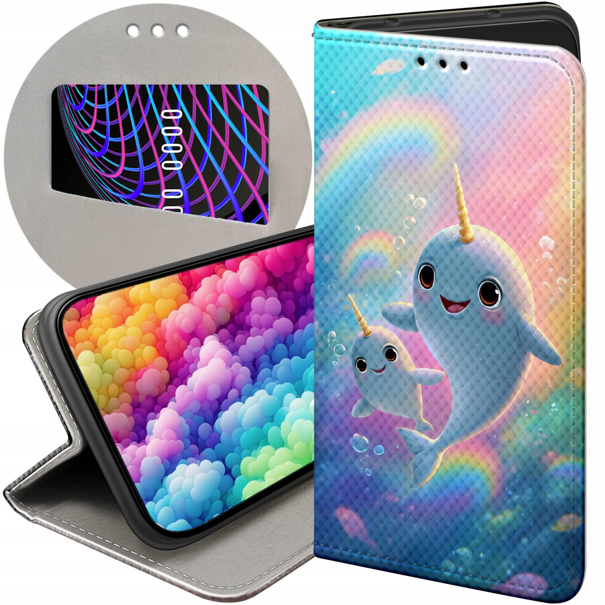 Etui Z Klapką Do Xiaomi Redmi Note 9T Narwal Bajki Morskie Zwierzęta