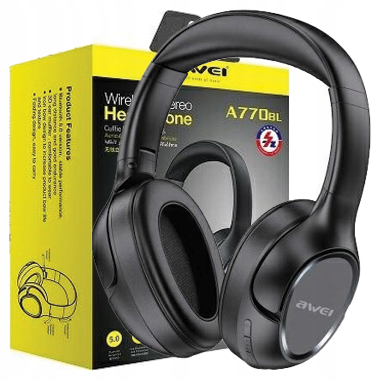 Awei Bluetooth sluchátka do uší A770BL černá/černá