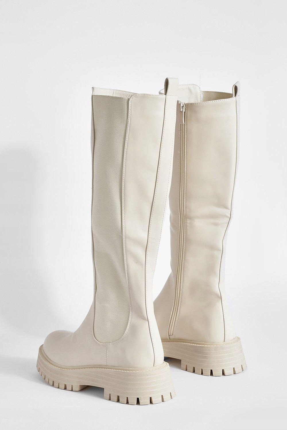 BOOHOO KREMOWE KOZAKI PLATFORMA WSTAWKA E3Q NG8__40 Marka Boohoo