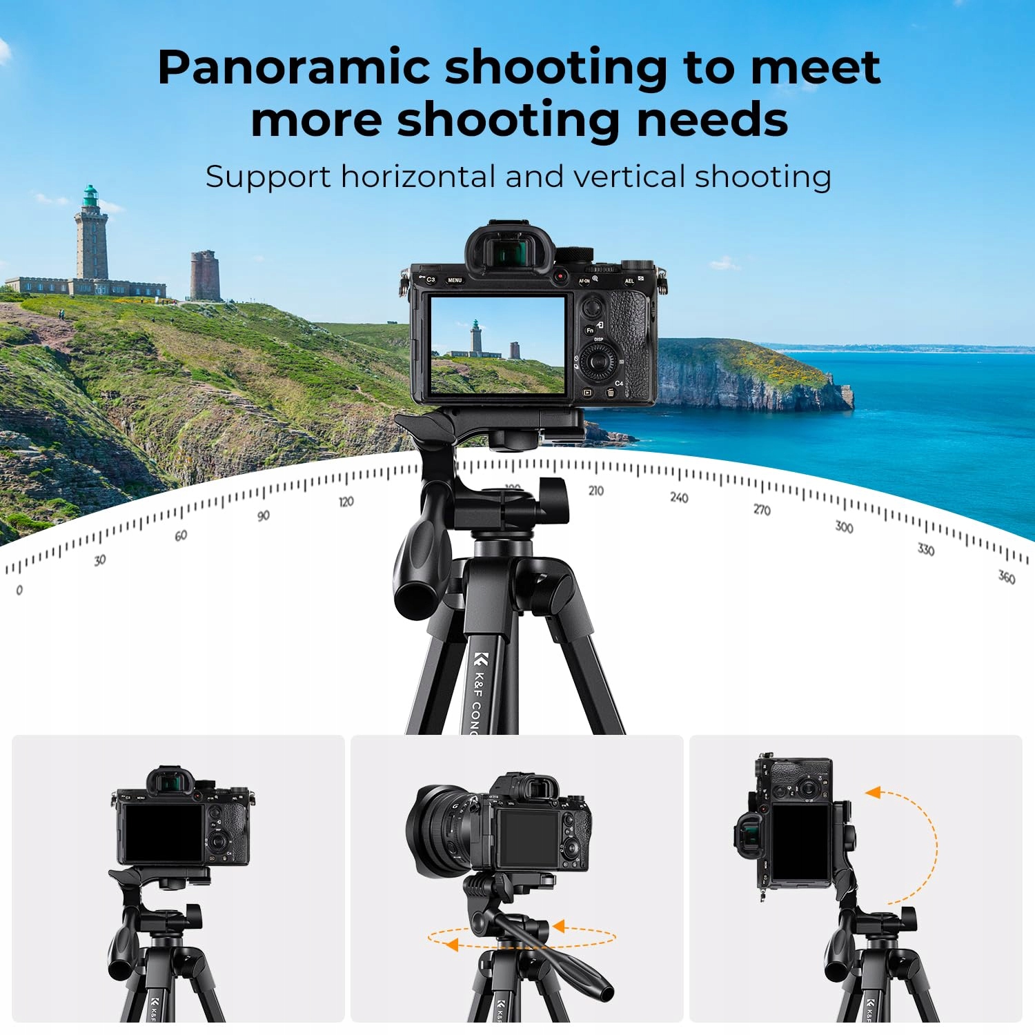 K&F CONCEPT 152cm Tripod DSLR Canon Nikon Sony Smartphone Bluetooth — miniatura 5