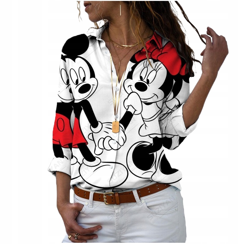 ELEGANCKA KOSZULA DAMSKA ROZPINANA MYSZKA MIKI Najlepsza Jakość