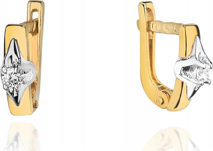Zlaté náušnice s diamanty 585 Jemné S Brilianty 1,70g anglické 14k