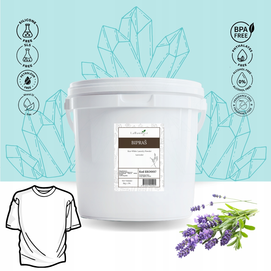 Levně Bipraš-Lavander–Ekologický suchý prášek na praní s vůní na bílé prádlo, 5kg