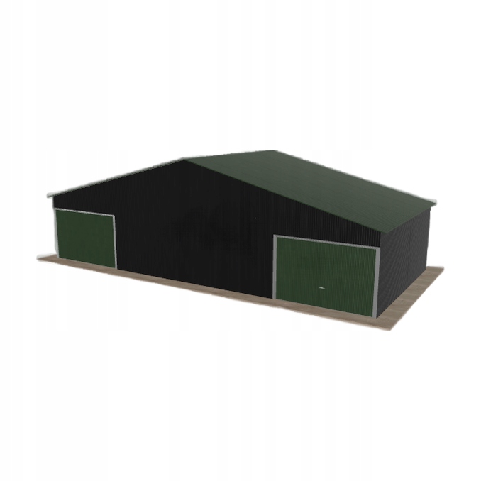Plechová garáž 12x5.5 m dvoupolohová, dvoupolohová, černá