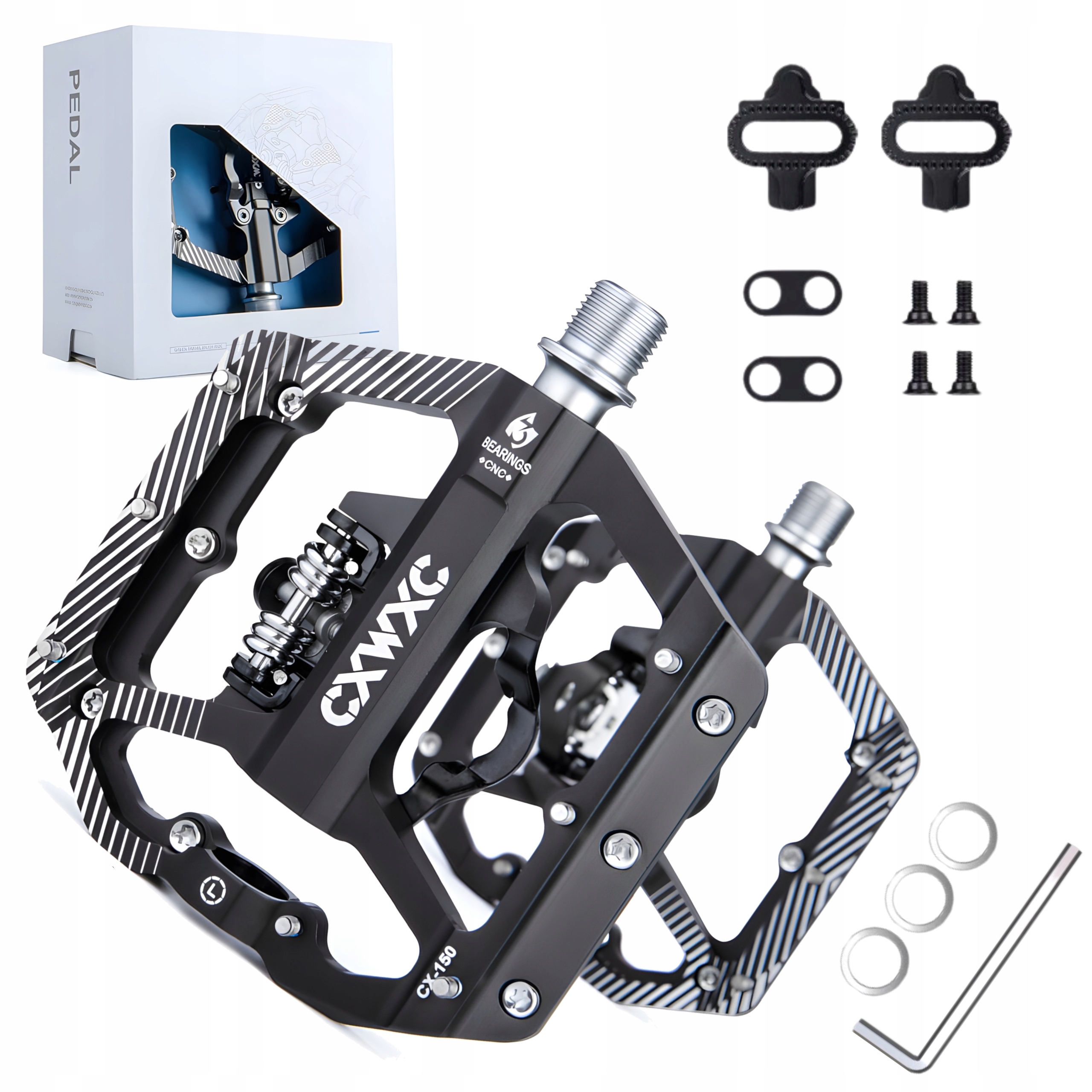 Pedały Rowerowe Platformowe z Pinami Aluminiowe Dwufunkcyjne Spd z Blokami