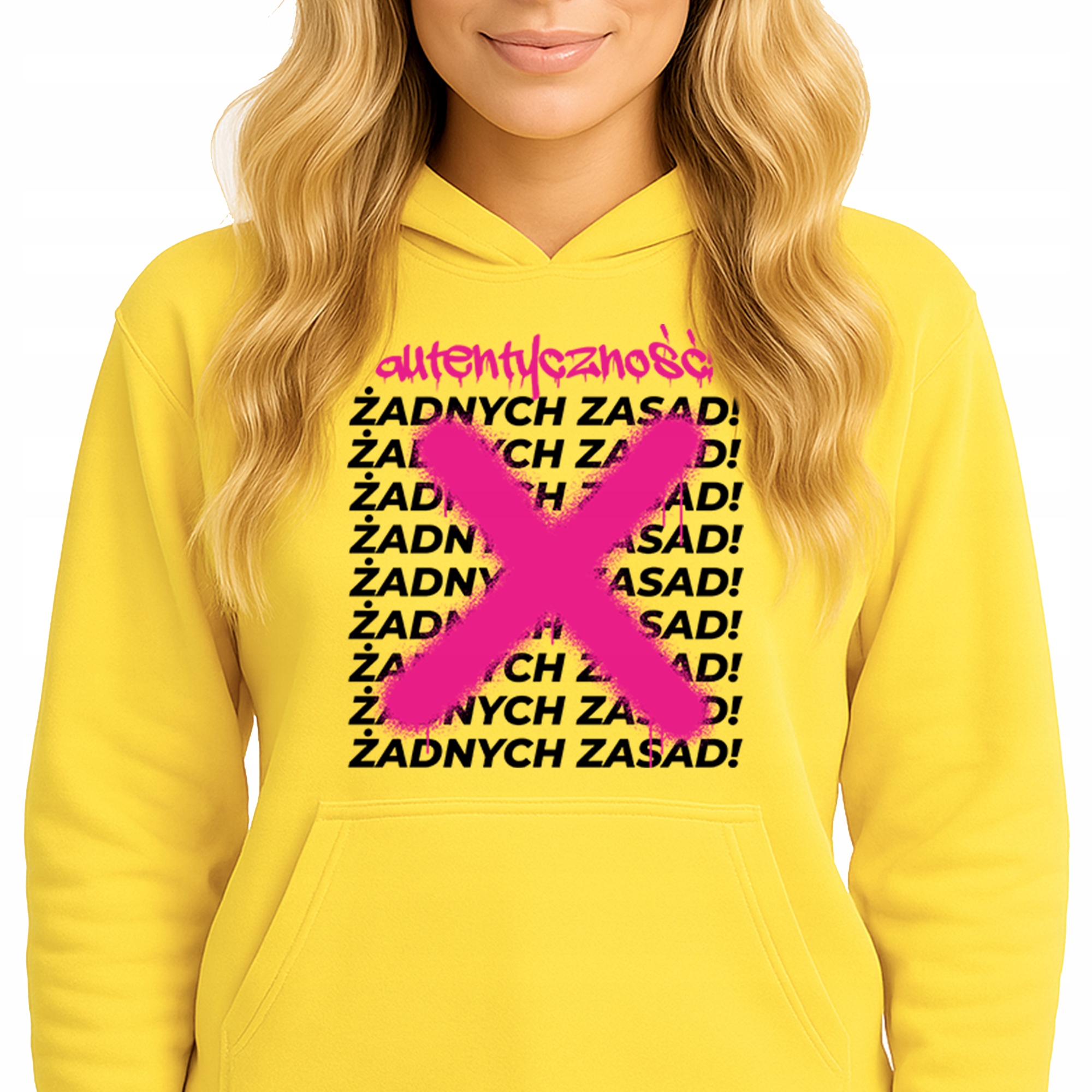 Mikina S Kapucí Žlutá bavlněná mikina Módní Youth Žádná Pravidla Vel M