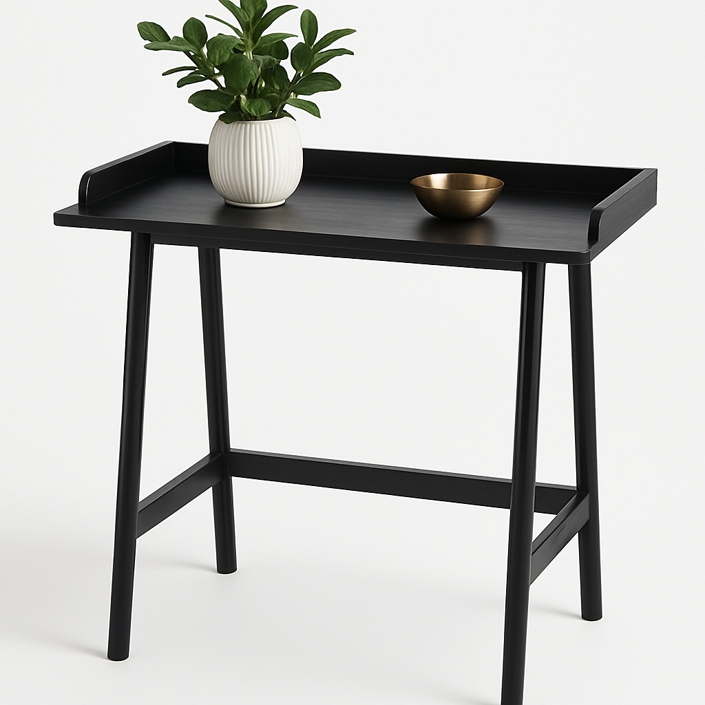 Stylový Černý Dřevěný Stolek Konzole ke Zdi 80x40x75 cm Stůl Psací Stolek