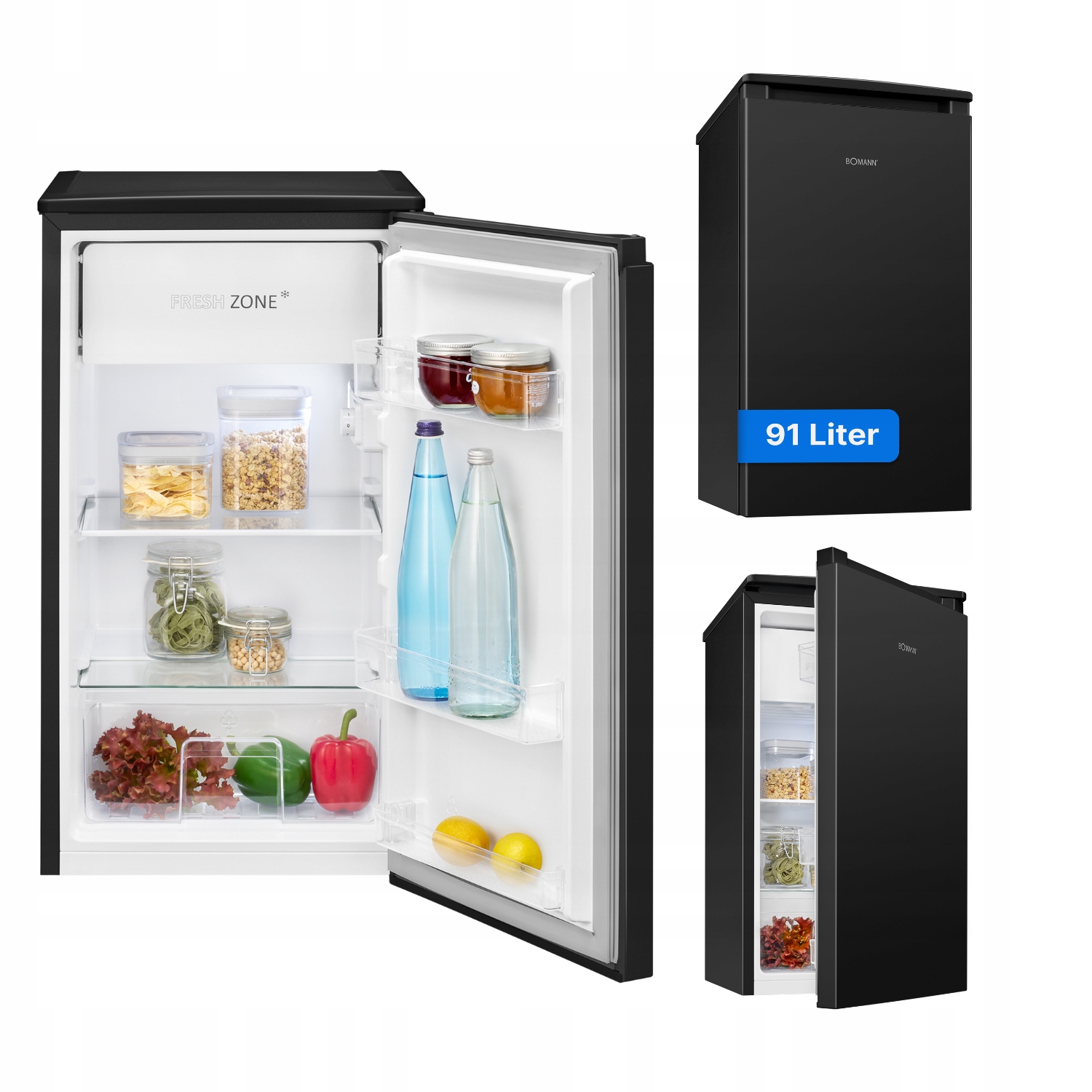 Lodówka Bomann Kse Czarna 91L Chłodziarko-zamrażarka Cicha, Energooszczędna