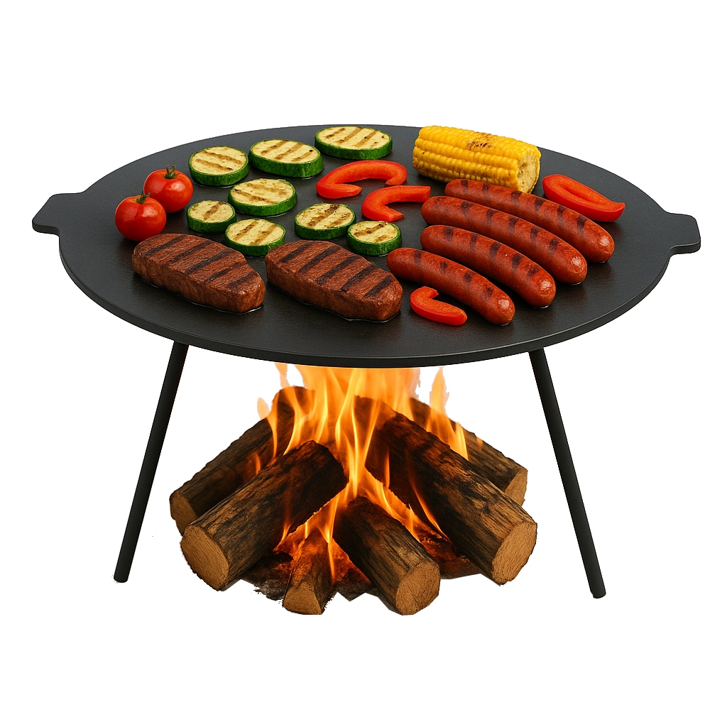 Duża Płyta Żeliwna Okrągła 45cm Ruszt na grill ognisko Patelnia Wok Żeliwny