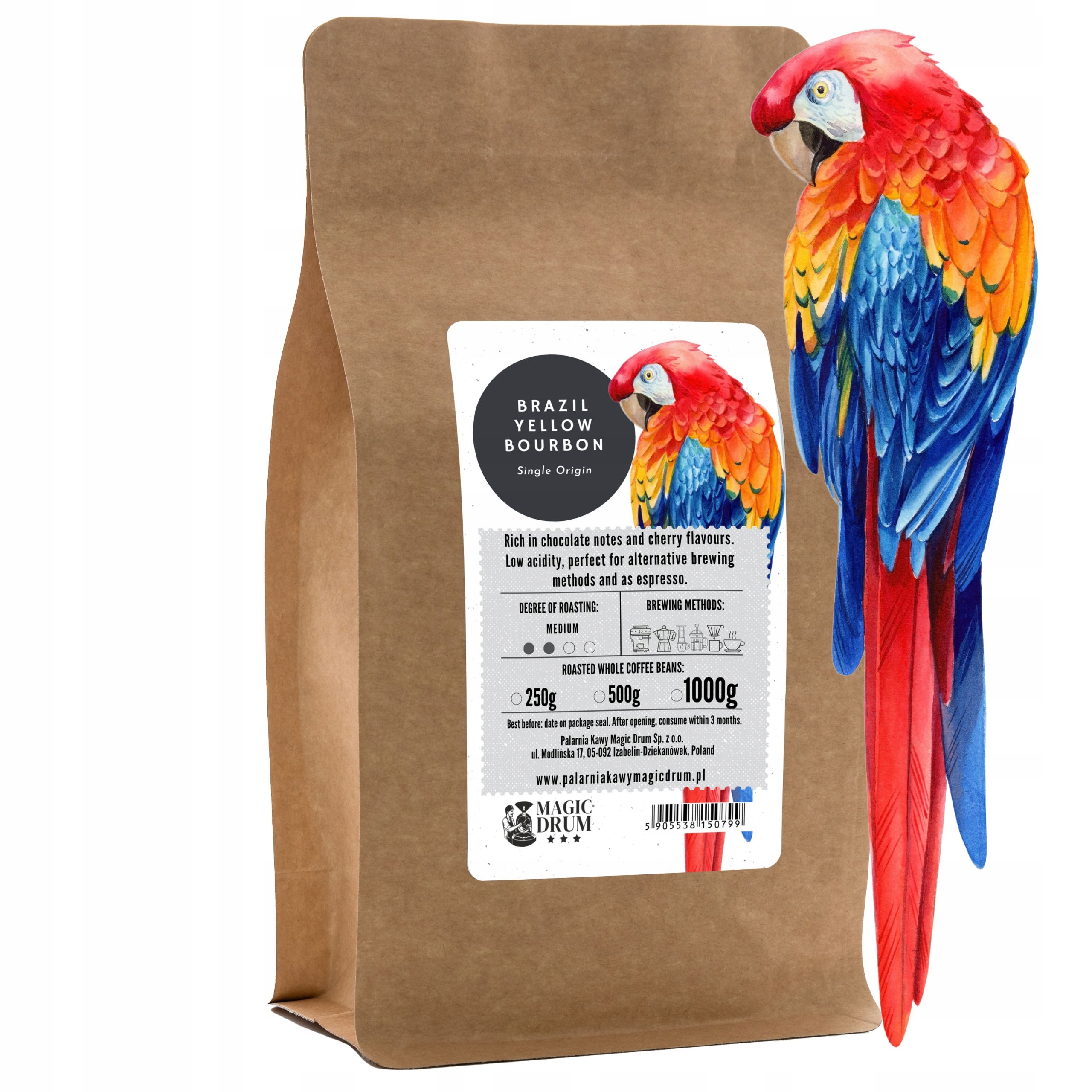 Káva zrnková 1 kg Brazílie Yellow Bourbon čerstvě pražená arabika