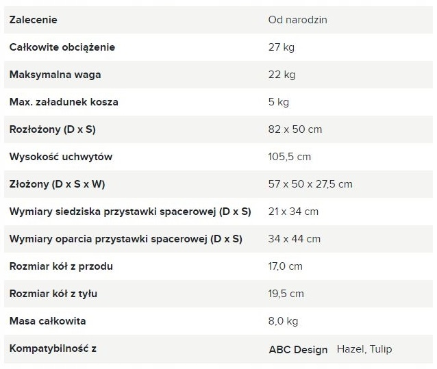 Wózek ABC PING 2 Trekking OLIVE Wysokość produktu 105.5 cm