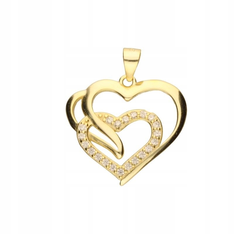 Dámský přívěsek Ažurové srdce Stříbro 925 Pozlacené Zirkony 20x23 mm