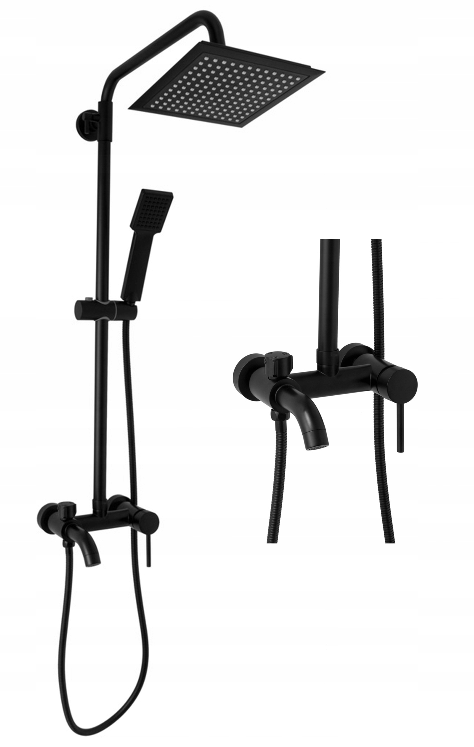 Sprchový Set Čierny Slim, Štvorcová Dažďová Sprcha Kivo