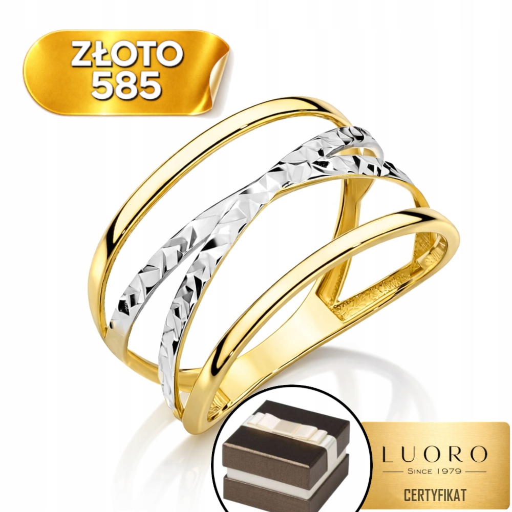 Prstýnek 585 14K Diamantový X Dvoubarevný R19
