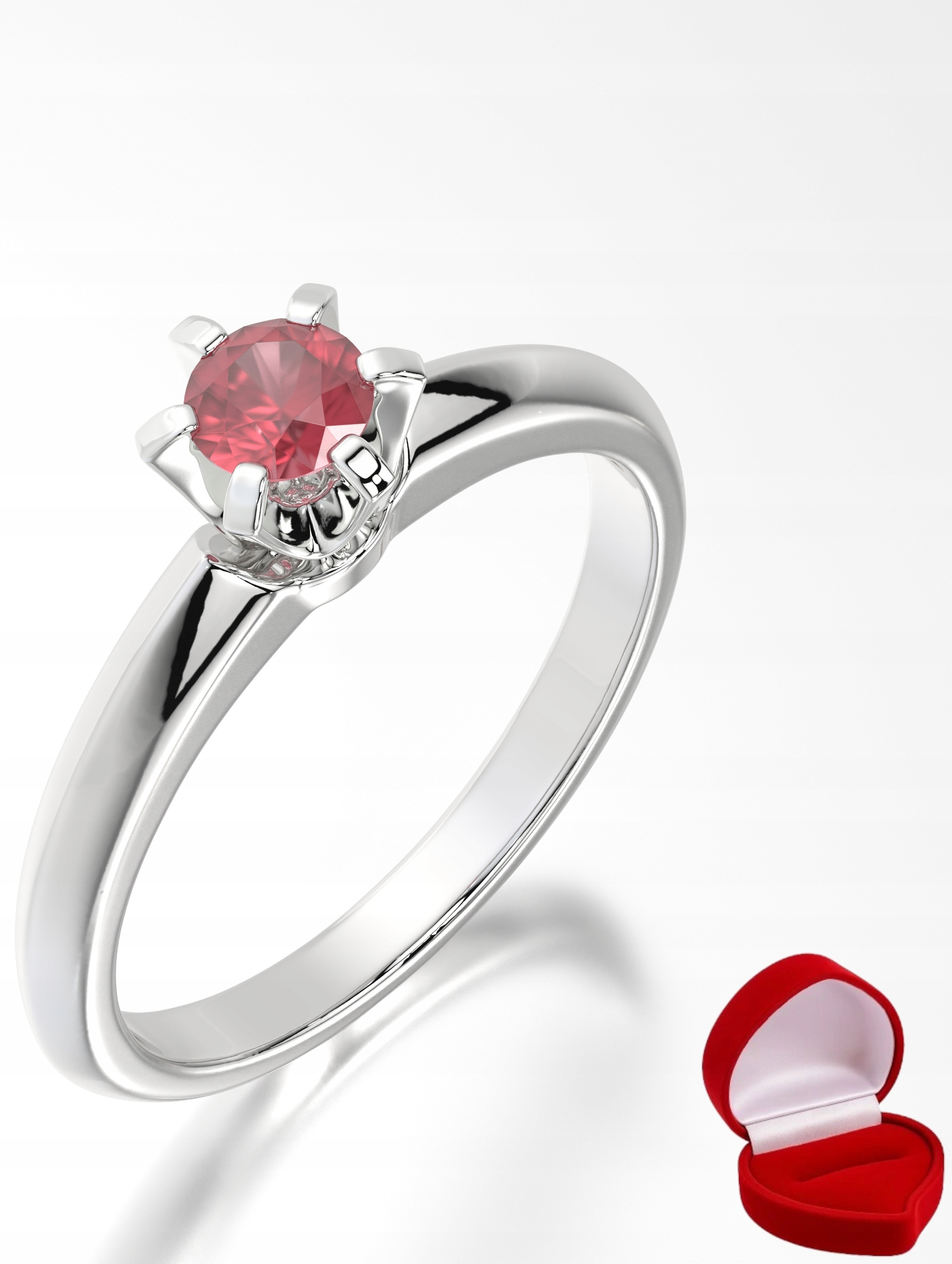 Zlatý Prstýnek 585 14k Rubín 0,24 ct Bílé Zlato R24
