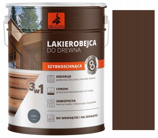 Dragon Lakierobejca Szybkoschnąca Do Drewna Palisander 5L