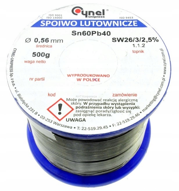 Cyna z topnikiem 0,56mm/500g Sn60Pb40 Cynel