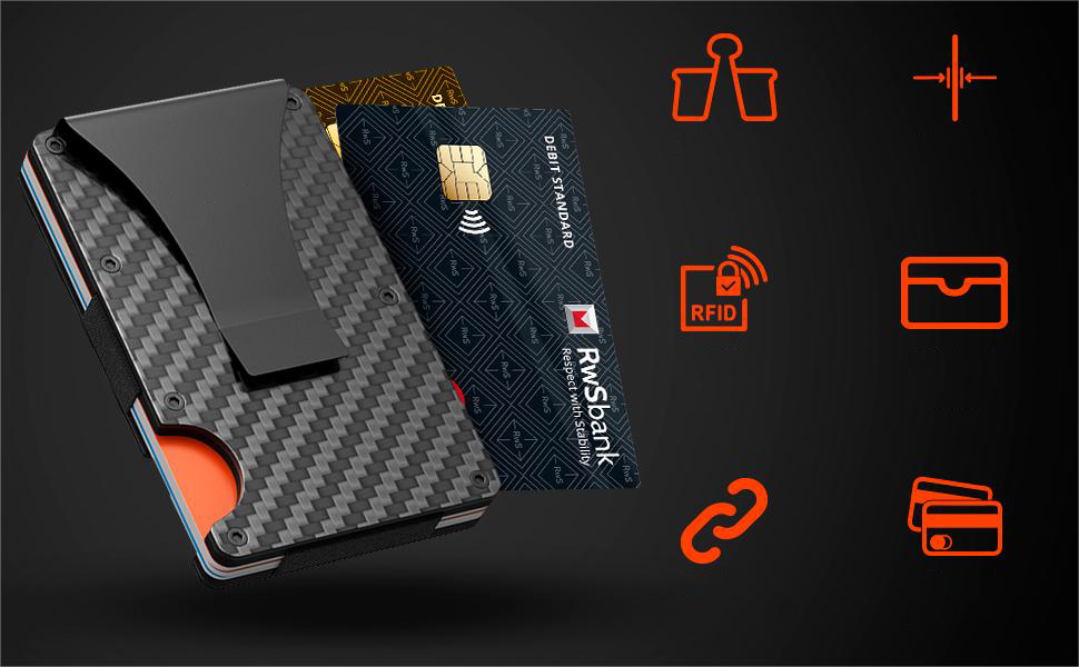 PORTFEL ALUMINIUM ETUI NA KARTY KREDYTOWE CARBON Card Holder RFID Kolor czarny