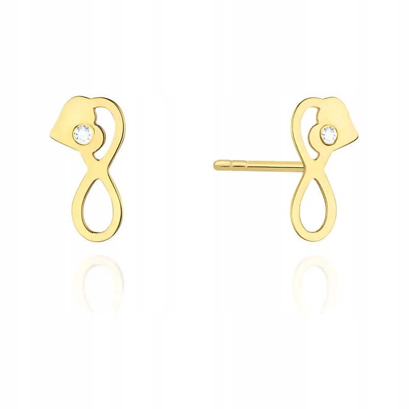 Dámské náušnice ze zlata 585 nekonečno a srdce s diamanty 0.56 g