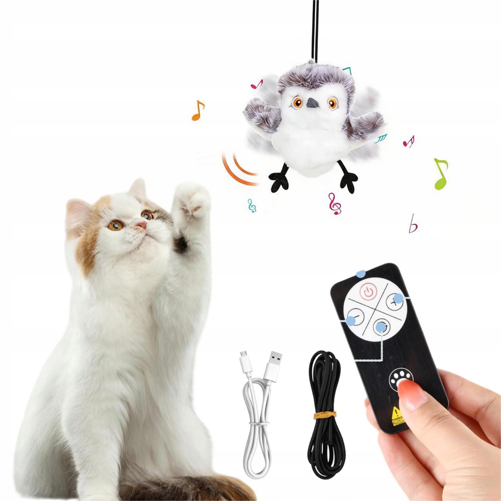 Levně Hračka Pro Kočky Ve Tvaru Ptáka S Koťátkem A Automatickým Pohybem