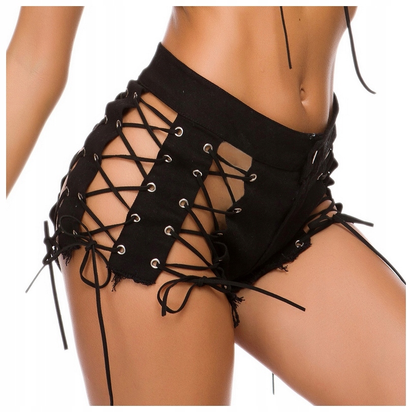 SZNUROWANE ORYGINALNE SPODENKI DAMSKIE SZORTY L