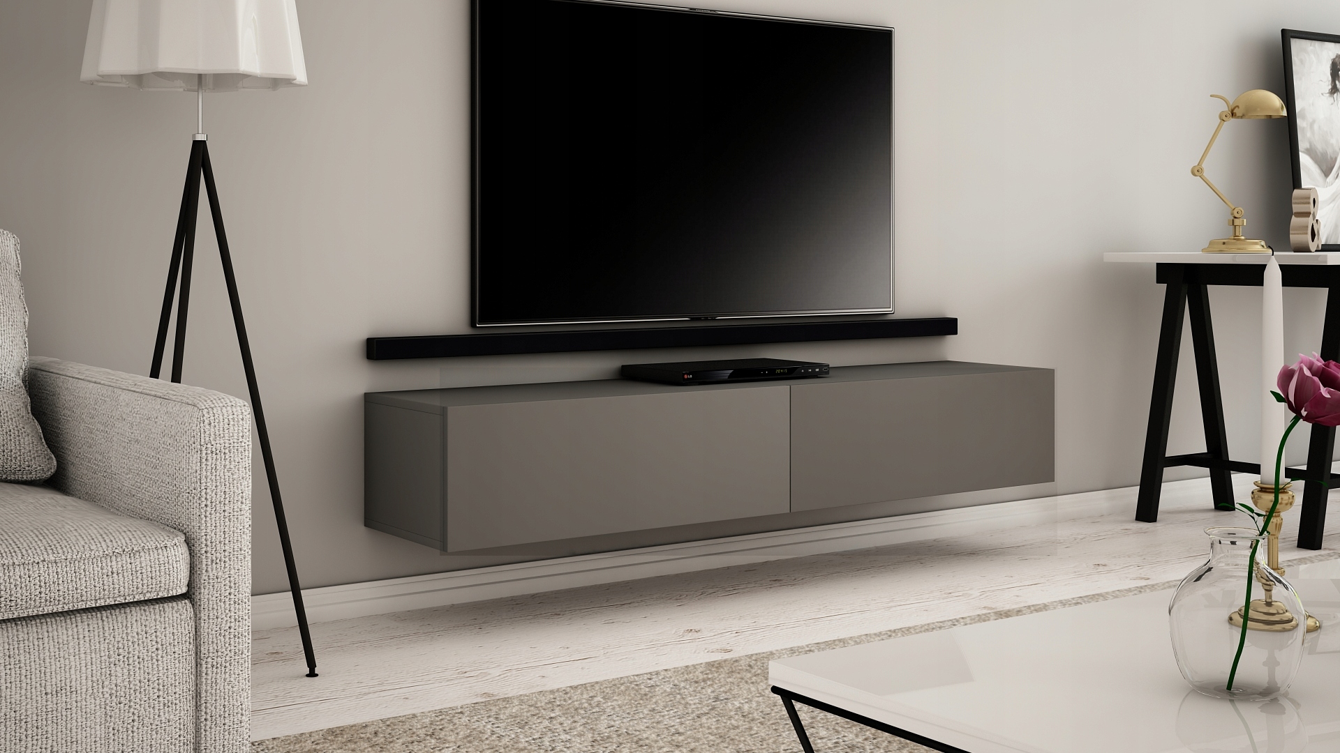 WISZĄCA SZAFKA RTV 180 CM MAT, RÓŻNE KOLORY! Wykończenie matowe