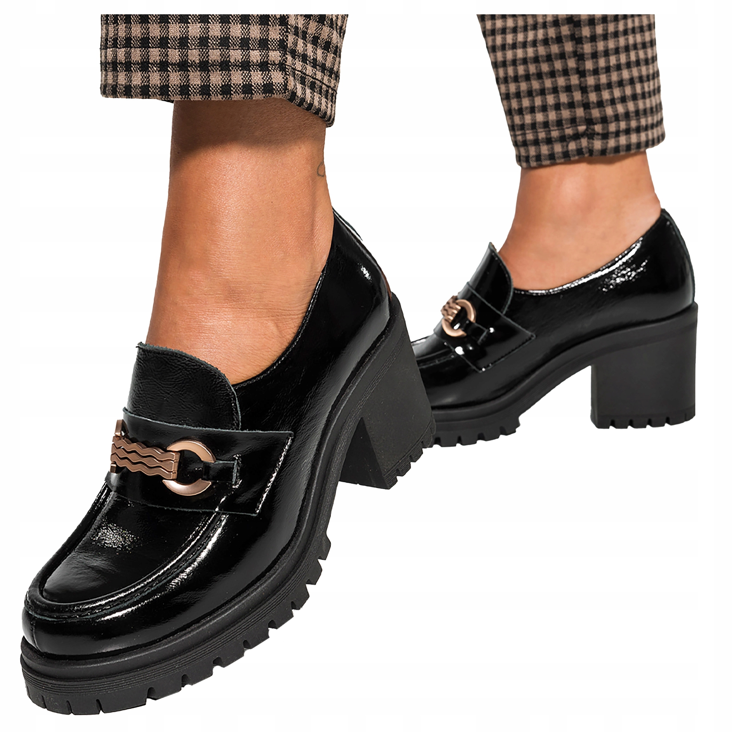 Černé Dámské Kožené Mokasíny Na Širokém Podpatku, Polský Výrobek, velikost 39