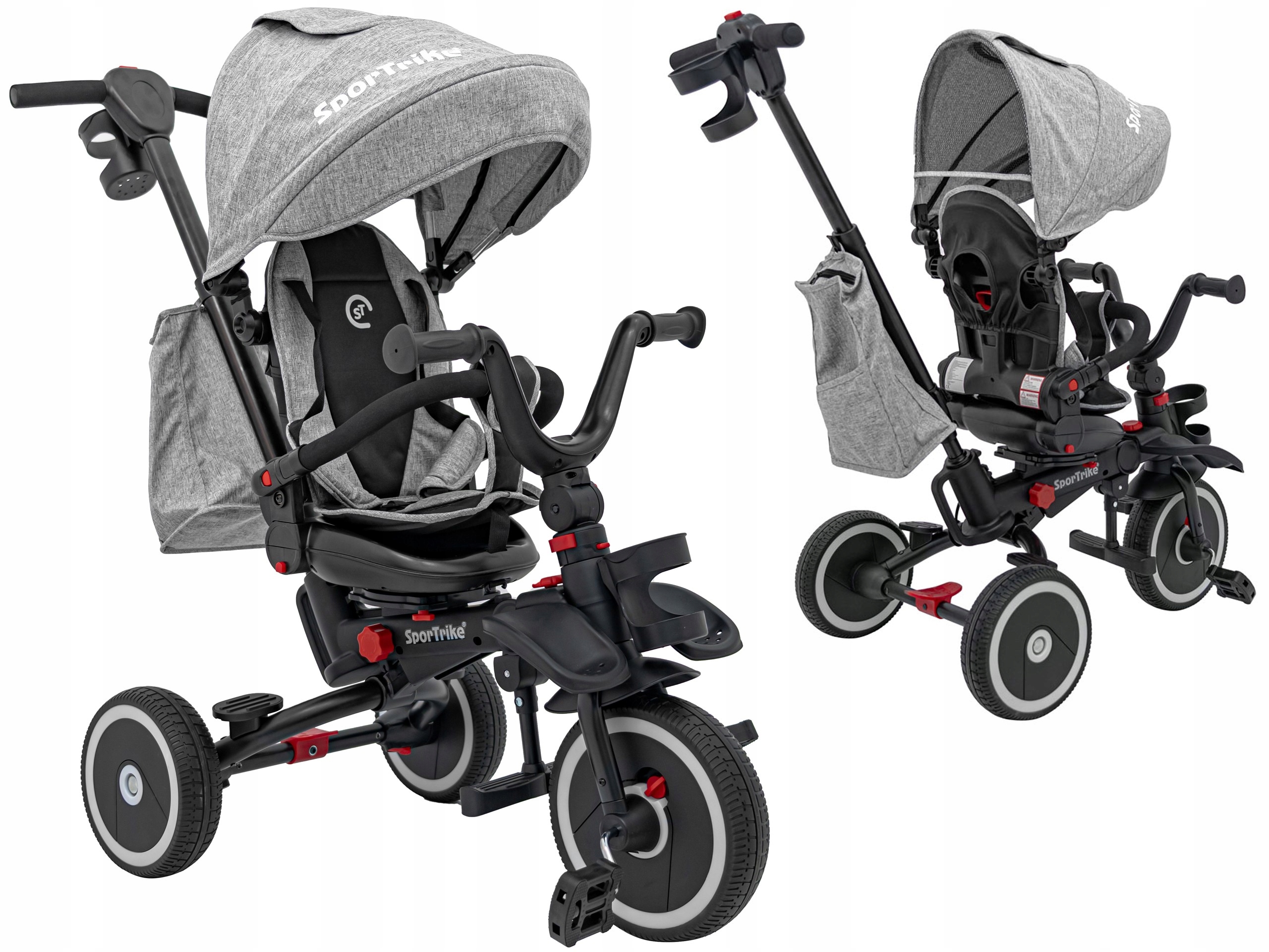 trzykołowy Rowerek dla dzieci Rider SportTrike rączka dla rodzica Daszek