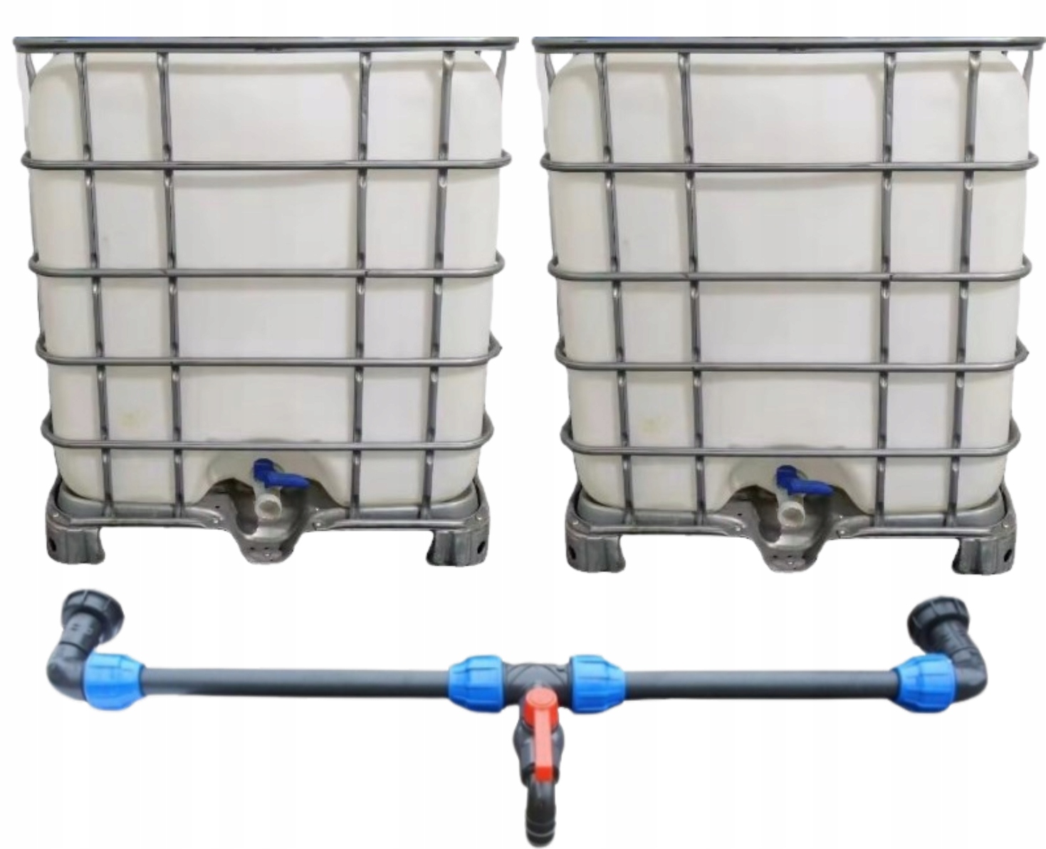 Łącznik Do Dwóch Zbiorników Ibc 1000L Mauzer Zawór S60x6 Pcv 1" Mausera