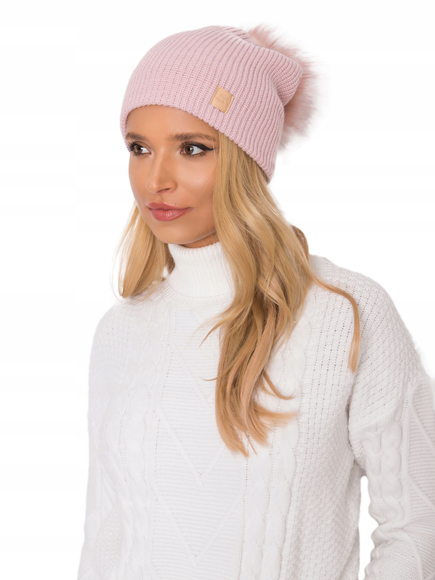 

Stylowa Czapka Zimowa damska Beanie z pomponem